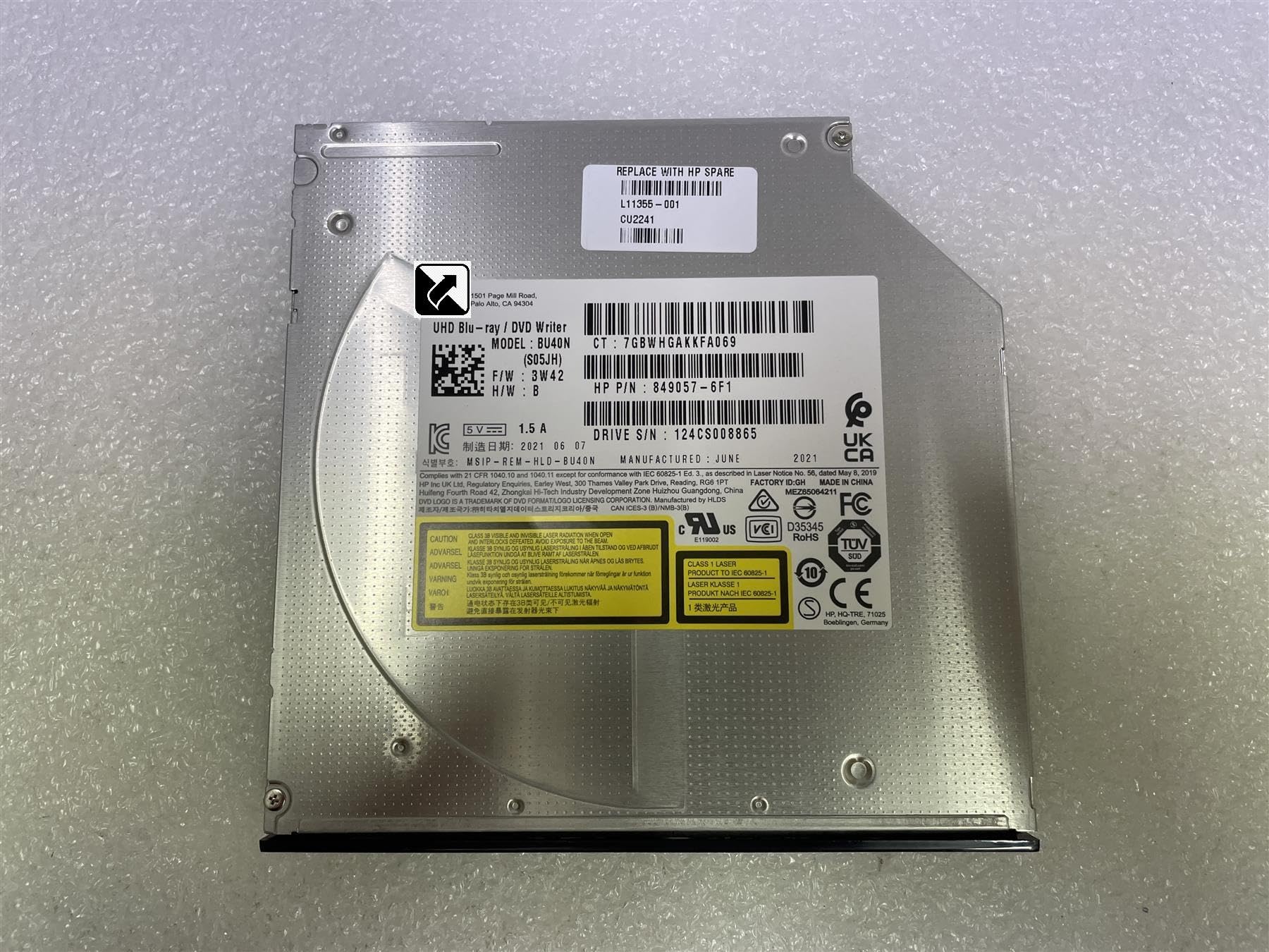 Pour L11355-001 849057-6F1 Lecteur optique ODD BU40N UHD Blu-Ray DVD Graveur Blu-ray Blu-Ray Disque Disque Blu-ray