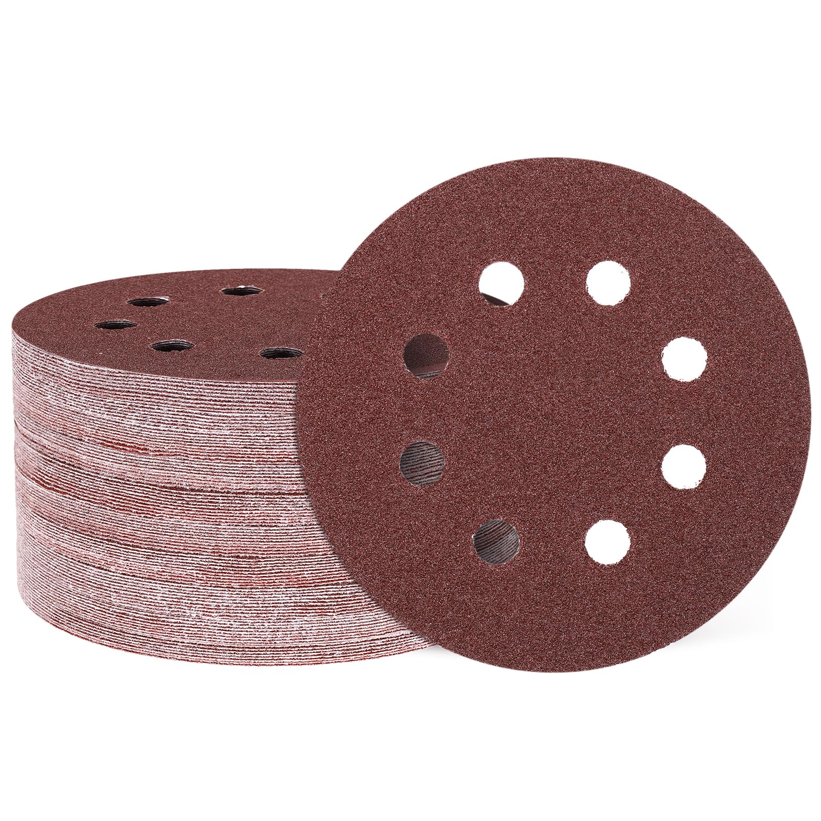 QUARKZMAN 150 Pcs 125mm 5 Pouce Disques de Ponçage 8 Trous 40 Grit | Papier de Verre à Dos Auto-Agriffant pour Travail du Bois Automobile Métal