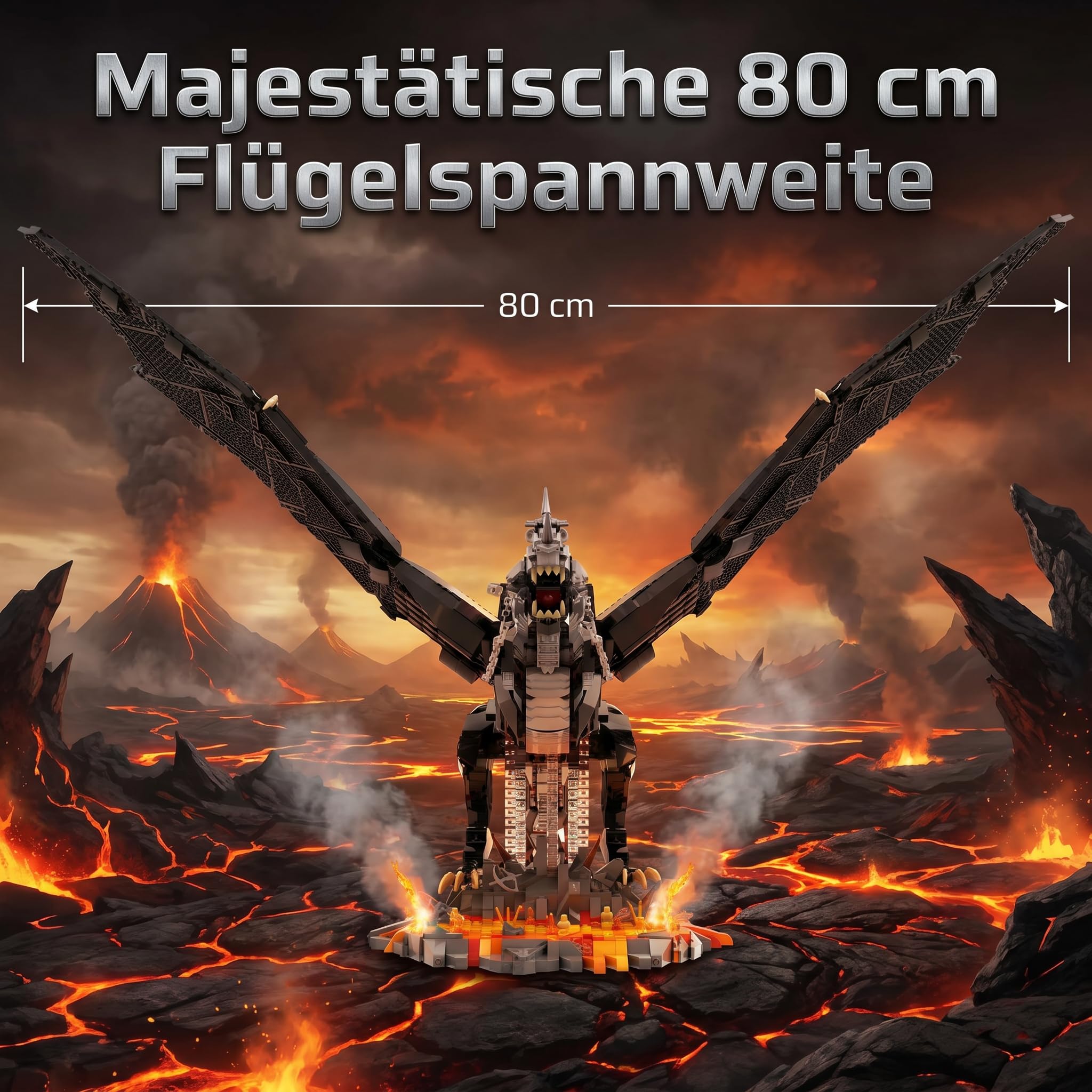 Fantasy Dragon 80cm Großes Klemmbausteine Set - 2199 Teile Drachen Modular Building Bausatz für Erwachsene, Ring Fans & Sammler Kompatibel mit Youmko YM011