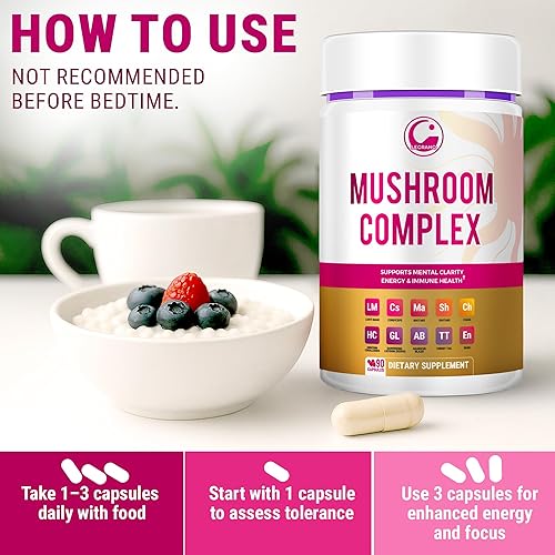 Miniatura 9 de LEGRANO Cápsulas de suplemento de melena de león  Mezcla de hongos matutinos con cordyceps, chaga, ginseng y vitaminas  Suplemento energético