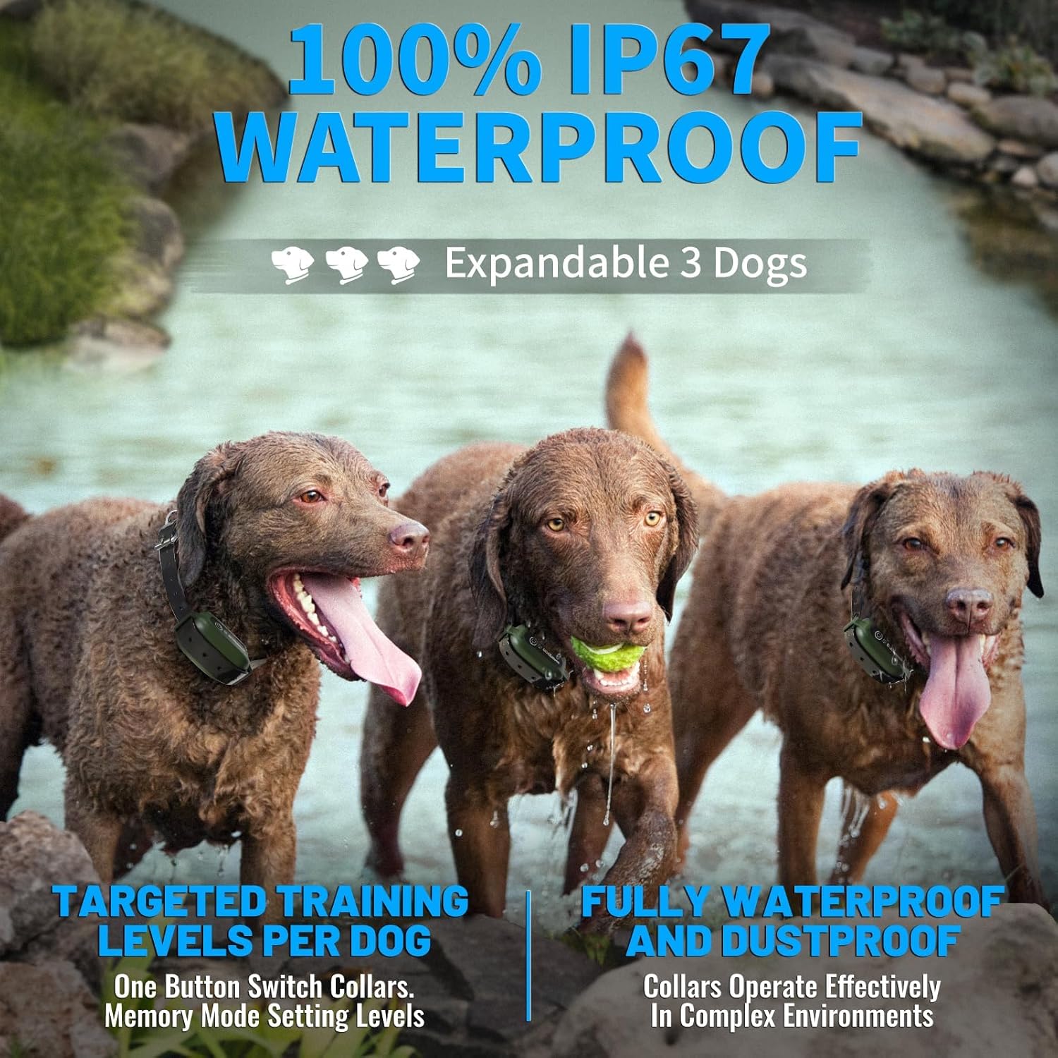 Dog Training Collar with Remote-Waterproof Shock Collar for Large Medium Dog, Upgraded 3300Ft E Collar for Dogs Training with 3 Training Modes, 9 Style Tones Vibration and Electric Shock