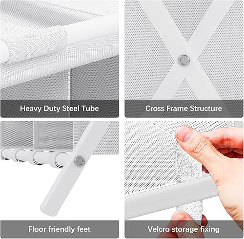 Miniatura 8 de aboxoo Portaequipajes con almacenamiento, soportes plegables para maleta para habitación de invitados, soporta hasta 120 libras, soportes para