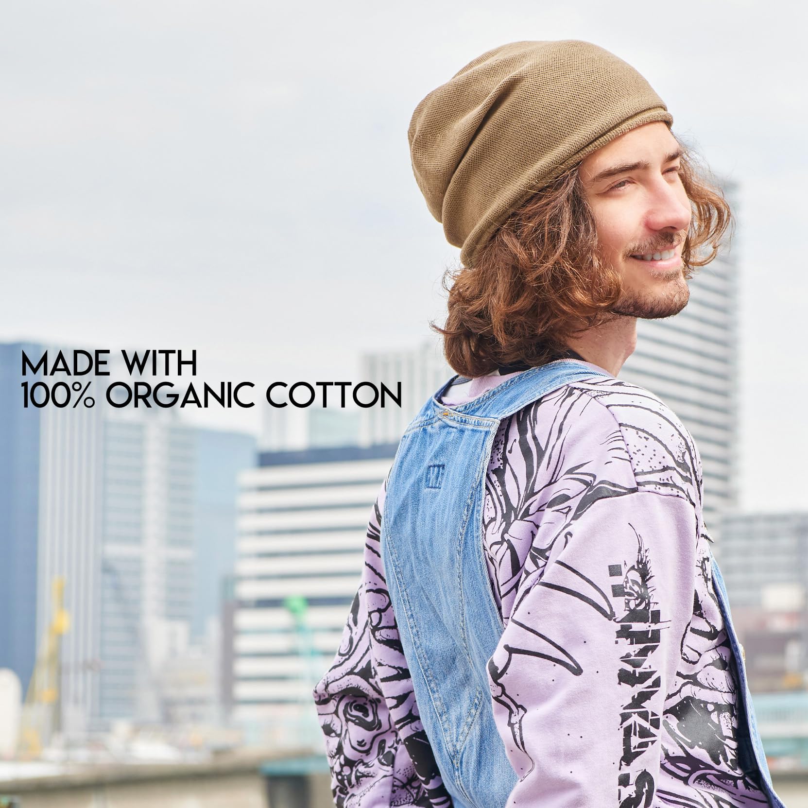 Bonnet Extensible en Tricot Fin 100% Coton Bio Fabriqué Au Japon, Bonnet Tombant Femme D'Été, Chapeau Homme D'Intérieur Mode Hiver, Idéal pour Chimio Médical Et Peaux Sensibles