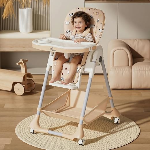 R for Rabbit Marshmallow High Chair for Baby, Multiple Recline Position, High Chair with 7 Level Height Adjustment and 3-R...