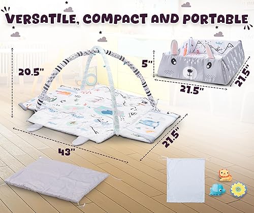 Miniatura 7 de Tapete de juego para bebé con alfombrilla extra, tapete de juego para bebé, para actividades en el suelo, gimnasio, con juguetes, tapete lavable
