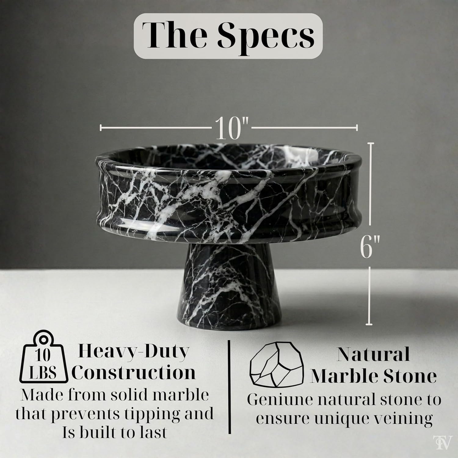 Handcrafted 10-Inch Marble Fruit Bowl, Elegant Coffee Table Decor, Kitchen Island Decor, and Dining Table Centerpiece Decor, Key Bowl for Entryway Table, Housewarming Gift