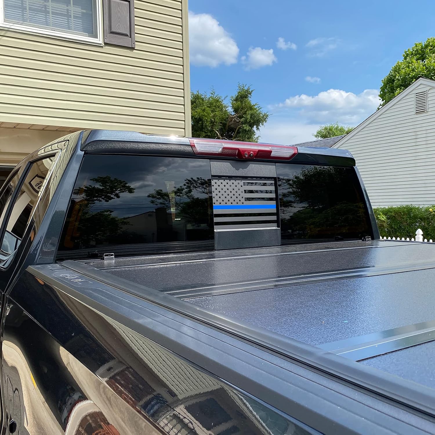 Xinghe for 2016-2023 Toyot@ Tacoma, Rear Middle Window American Flag Decals for Truck, Back Sliding Window Decal, Matte Black