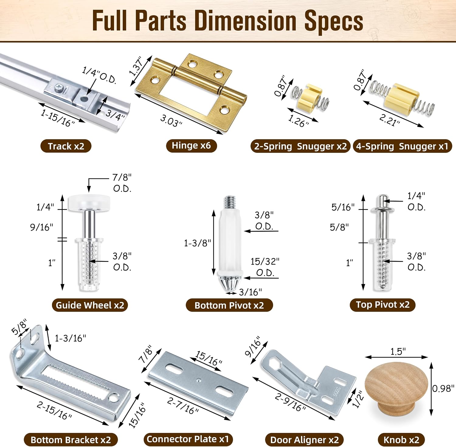 Bifold Door Hardware Kits with 2-Pack 36 Inch Closet Bifold Door Track image 3