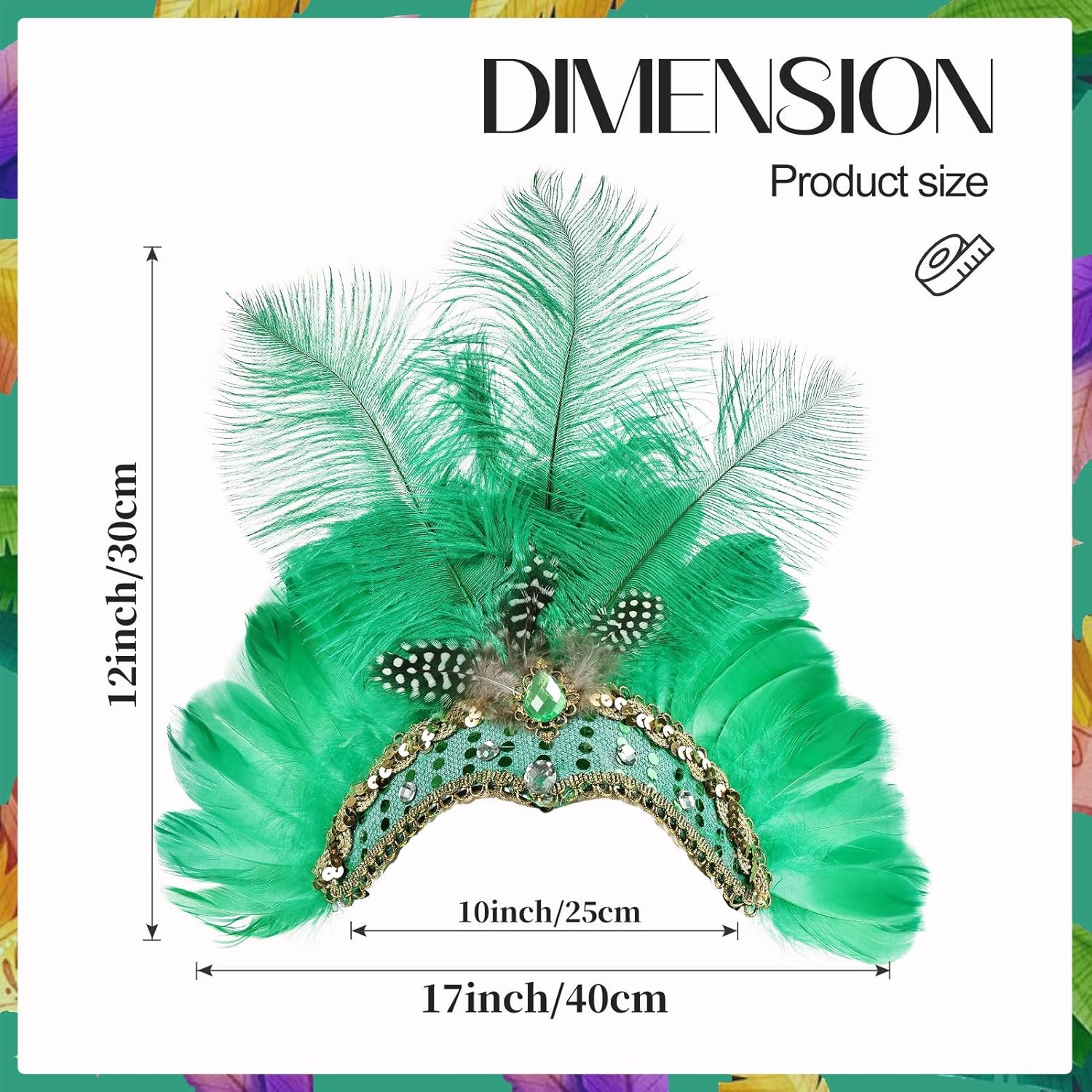 Women's Carnival Feather Headpieces Sequin Headdress for Wedding Masquerade Party Cosplay Feather Headbands - Image 2