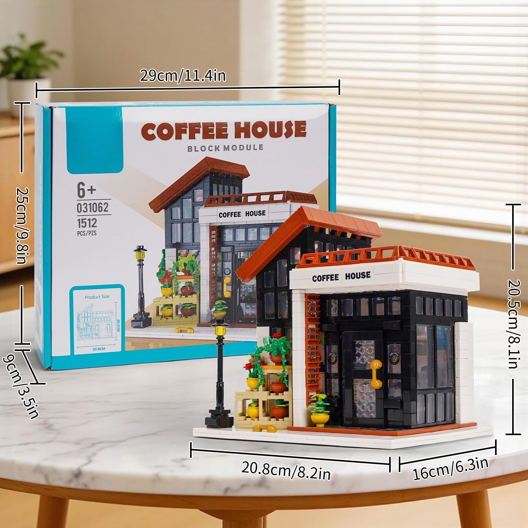Caffè Casa Set di Costruzione, 1512PCS Caffè della Città Modello di Costruzione Decorazione per la Casa Giocattolo di Architettura Casa Vista Stradale Creativa(Caffetteria)
