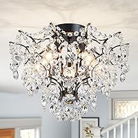 Vista 35 de WUZUPS Candelabro de cristal colgante de 5 luces, lámpara de techo moderna para dormitorio, pasillo, bar, cocina, baño, 22.6 pulgadas de alto x 19.2