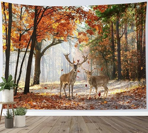 Miniatura 8 de HVEST Tapiz de invierno, bosque de nieve, exteriores, ventanas, tapices para colgar en la pared, bolas rojas de Navidad y corona de Navidad, tapiz