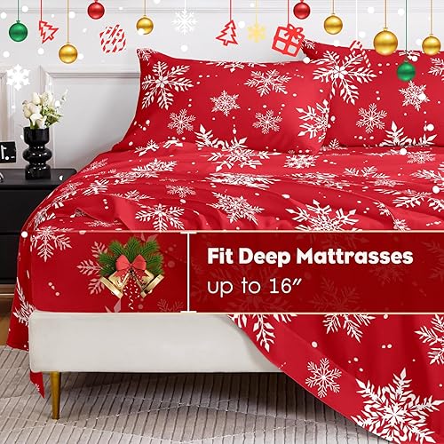 Miniatura 10 de HCORA Juego de sábanas de lujo de microfibra suave de 1800 hilos, sin arrugas, transpirables, bolsillos de 16 pulgadas de profundidad (tamaño King)