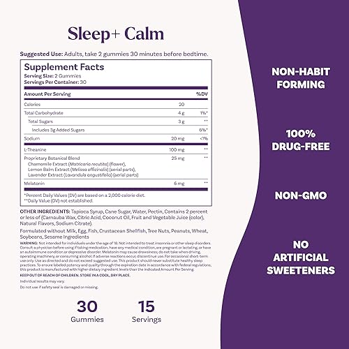 Miniatura 6 de Natrol Sleep+ Calm - Gomitas de melatonina para adultos, gomitas para dormir, sabor a fresa, 60 gomitas, suministro para 30 días