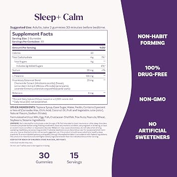 Natrol Sleep+ Calm Adults, Melatonin, L-Theanine, Strawberry, 60 Gummies