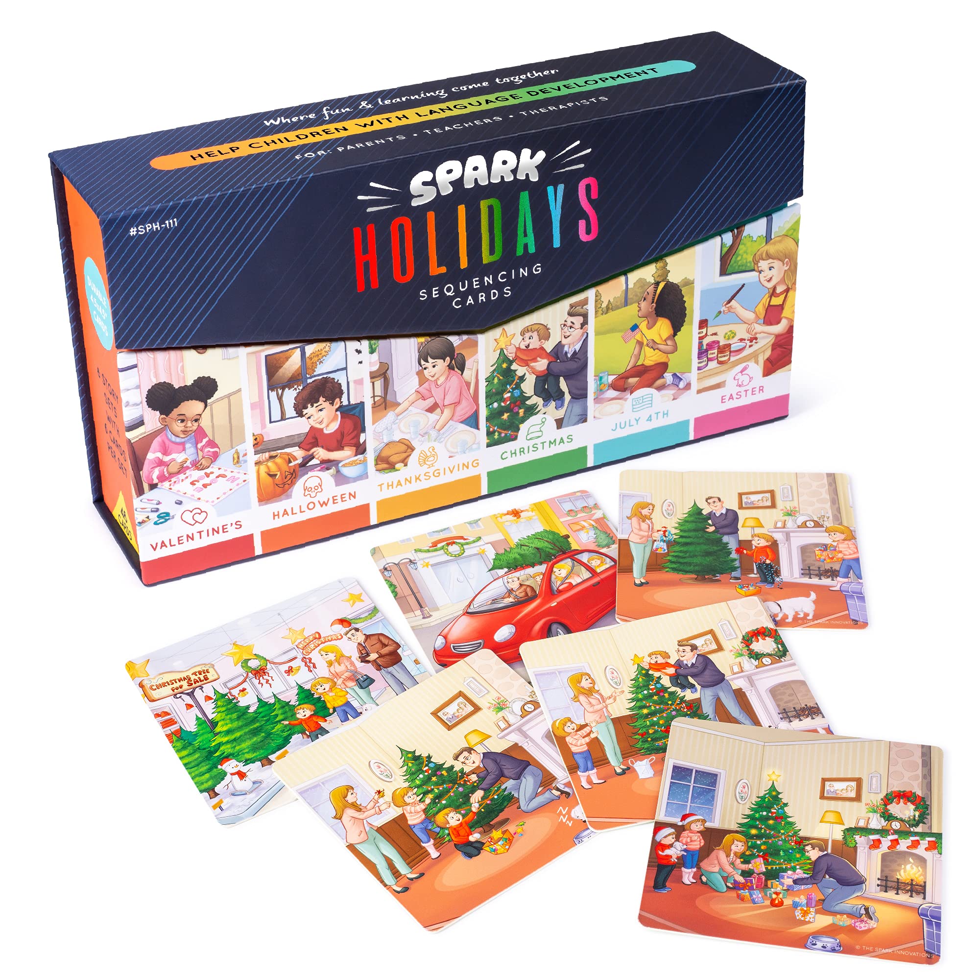 SPARK INNOVATIONS Holiday Tell A Story Cards, Sequencing Game, Speech Therapy Materials, Autism Game, ABA Therapy Materials, Social Skills Games, ESL,