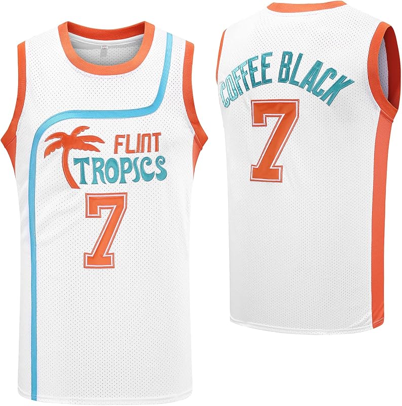 Flint Tropics Jackie Moon #33 Café Negro #7 Semi Pro 90s Ropa Hip Hop para Fiesta Hombre remera de Baloncesto Verde Blanco