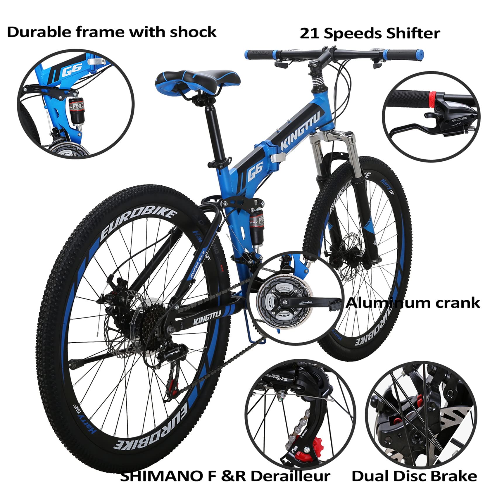 Amazon.com: EUROBIKE 26 Inch Folding Mountain Bike,Dual Disc Brake