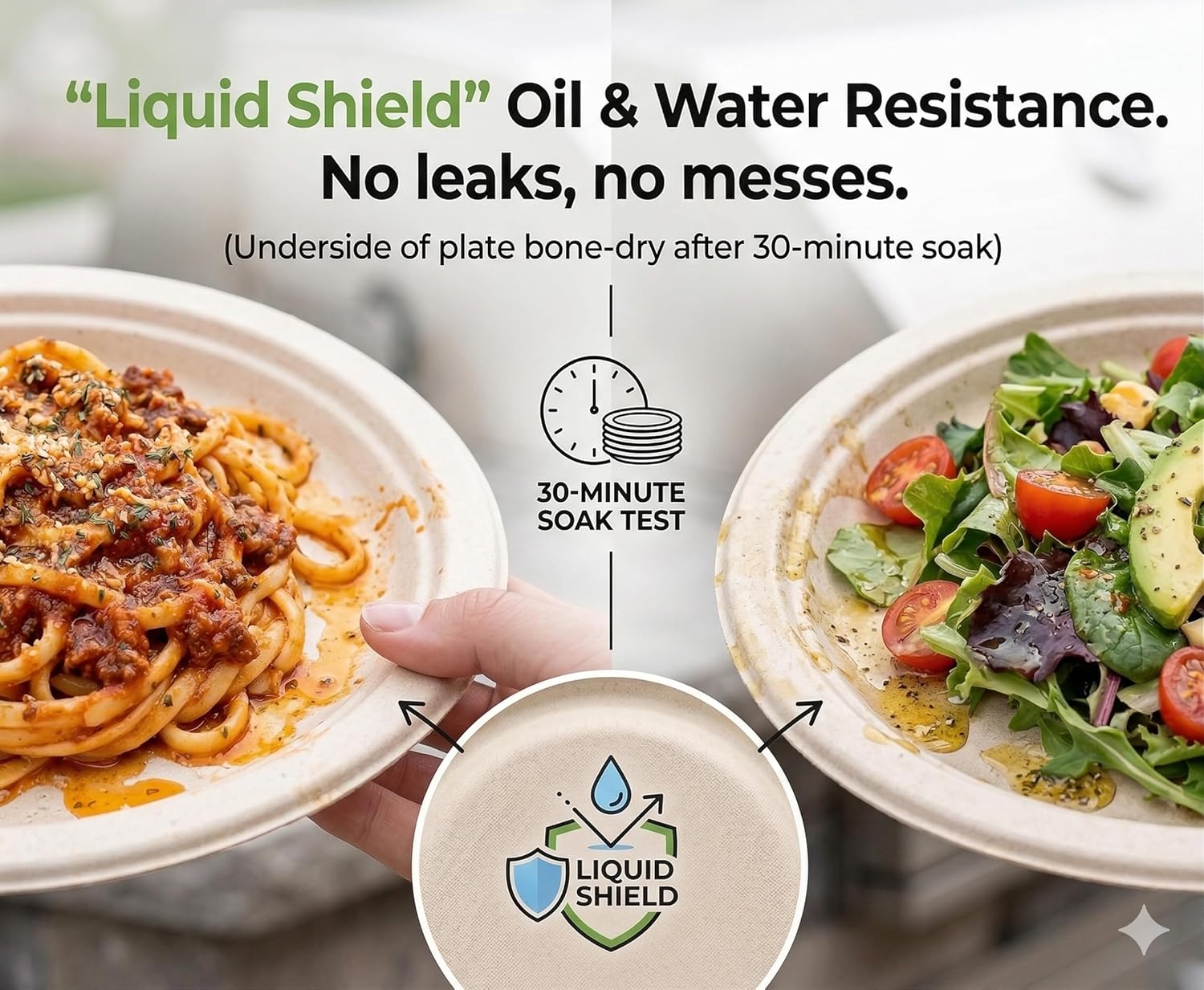 SOLECO Compostable Paper Plates 10 Inch [150 Pack], Disposable Biodegradable Heavy Duty Paper Plates,Heat Resistant Alternative to Plastic or Paper,Made of Natural Sugarcane Fibers