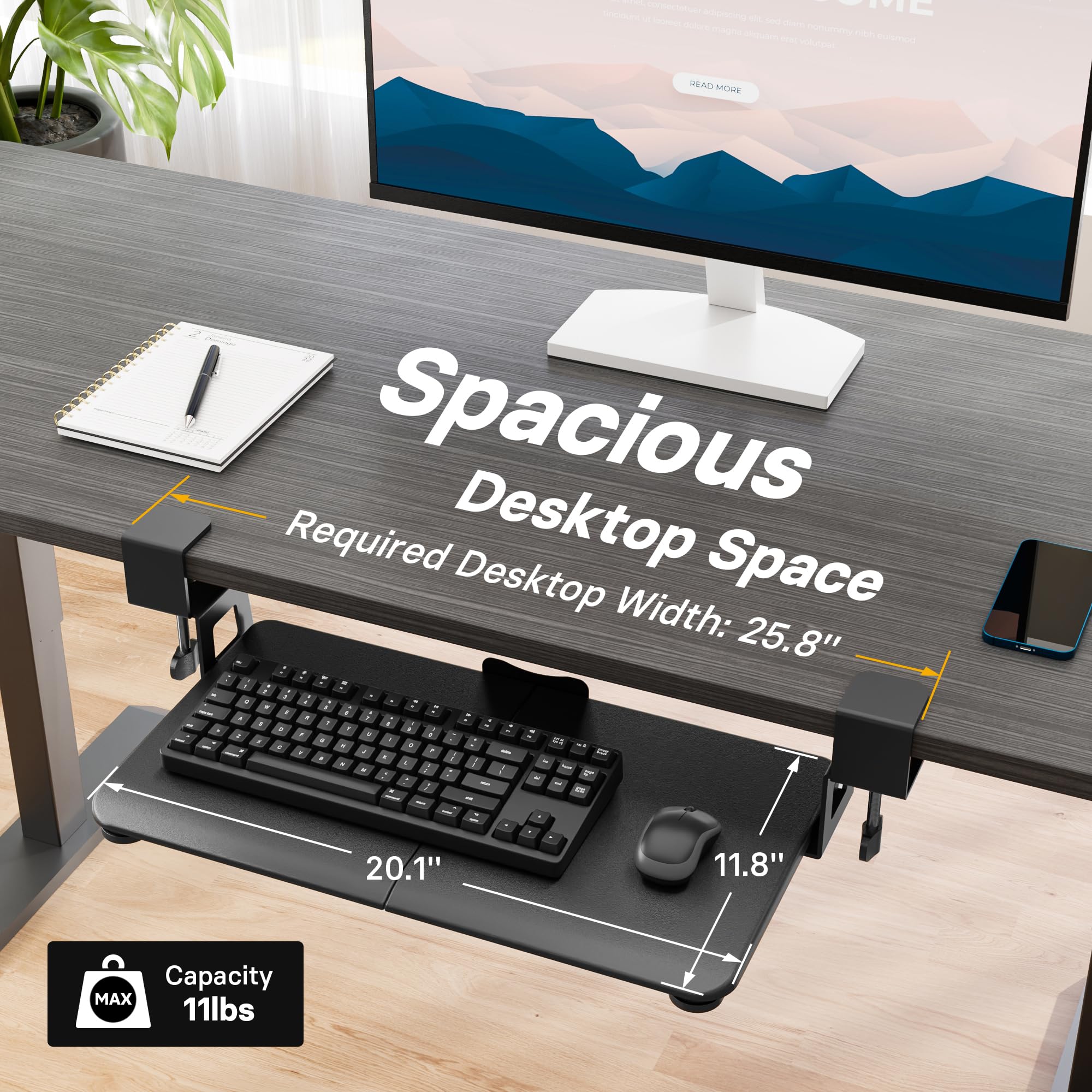 BONTEC ボンテック キーボードトレイ デスク下 引き出し式 ブラック Amazon | BONTEC デスク下 キーボードトレイ 引き出し式