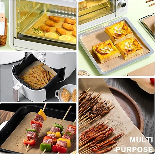 Miniatura 5 de Forros para freidora de aire, hojas de papel pergamino desechables, forro de papel de hornear sin blanquear de 8 pulgadas para asar a la parrilla,