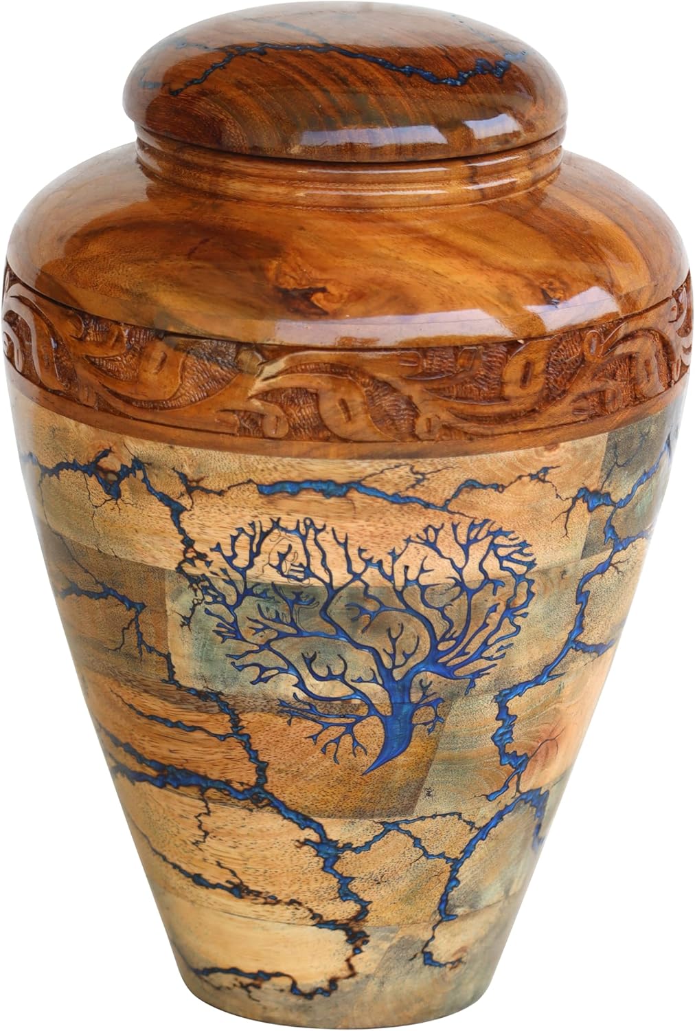 Handmade Wooden Urn Box for Human Ashes | Wood Cremation Urns for Male and Female | Decorative Urns |Funeral Urns | Burial Urns (7.5 x 5 x 5), Brown, SQHI - 116