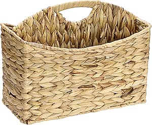 Natural Rattan Water Hyacinth Storage Basket With Wooden Handle - Storage Organizer Holder And - View #6