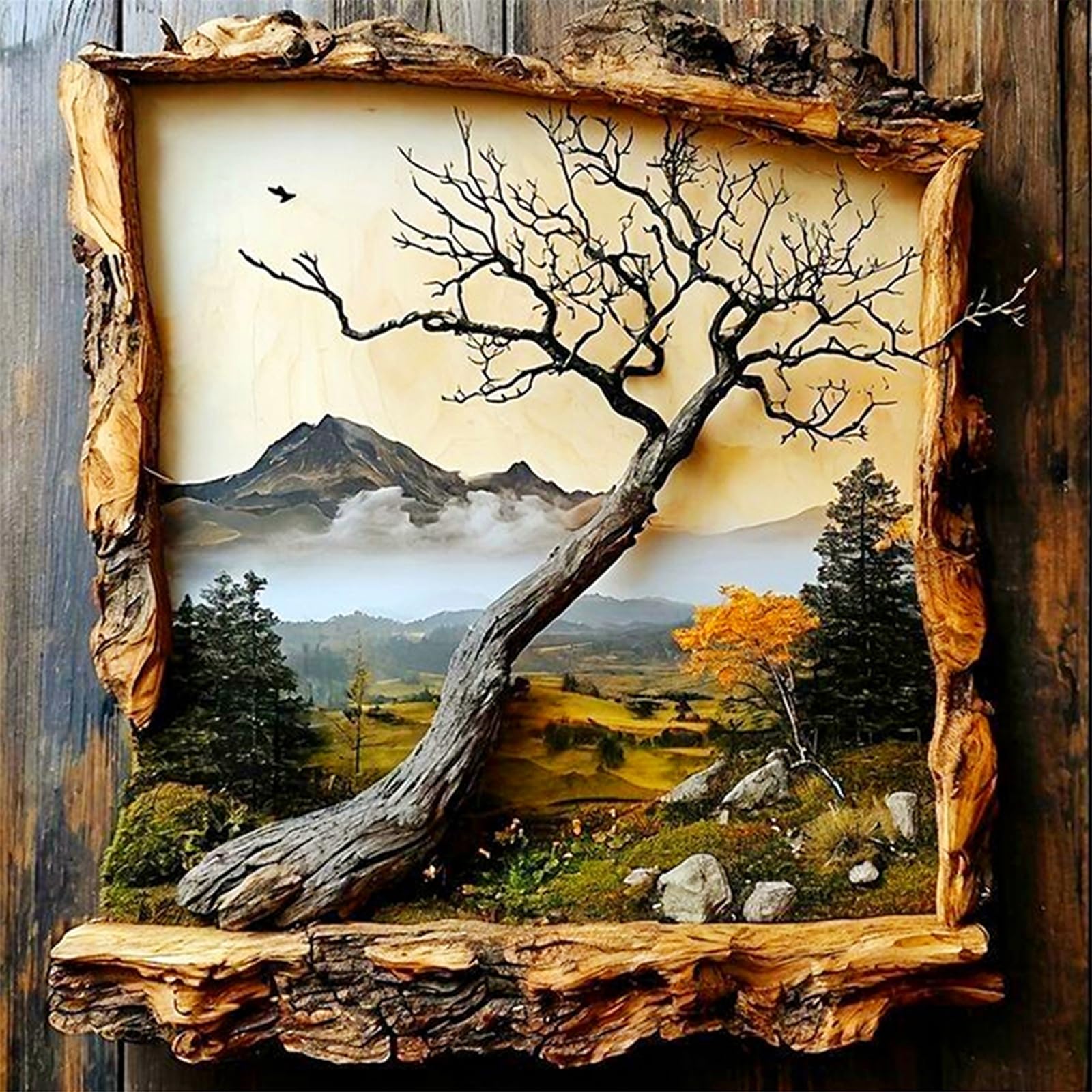 Bare Tree Art Full 14CT DIY Stamped Cross Stitch Kits for Beginners Adults