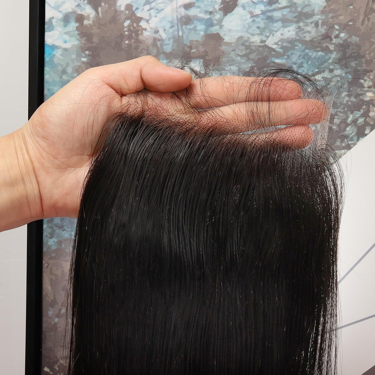 WOWANGEL 5x5 SKINLIKE Real HD Lace Closure Only, Melted Invisible Swiss HD Lace Virgin Human Hair Closure Bleached Knots Pre Plucked Straight 0.1mm Ultra Thin HD Film Lace Natural Black Color 18 Inch