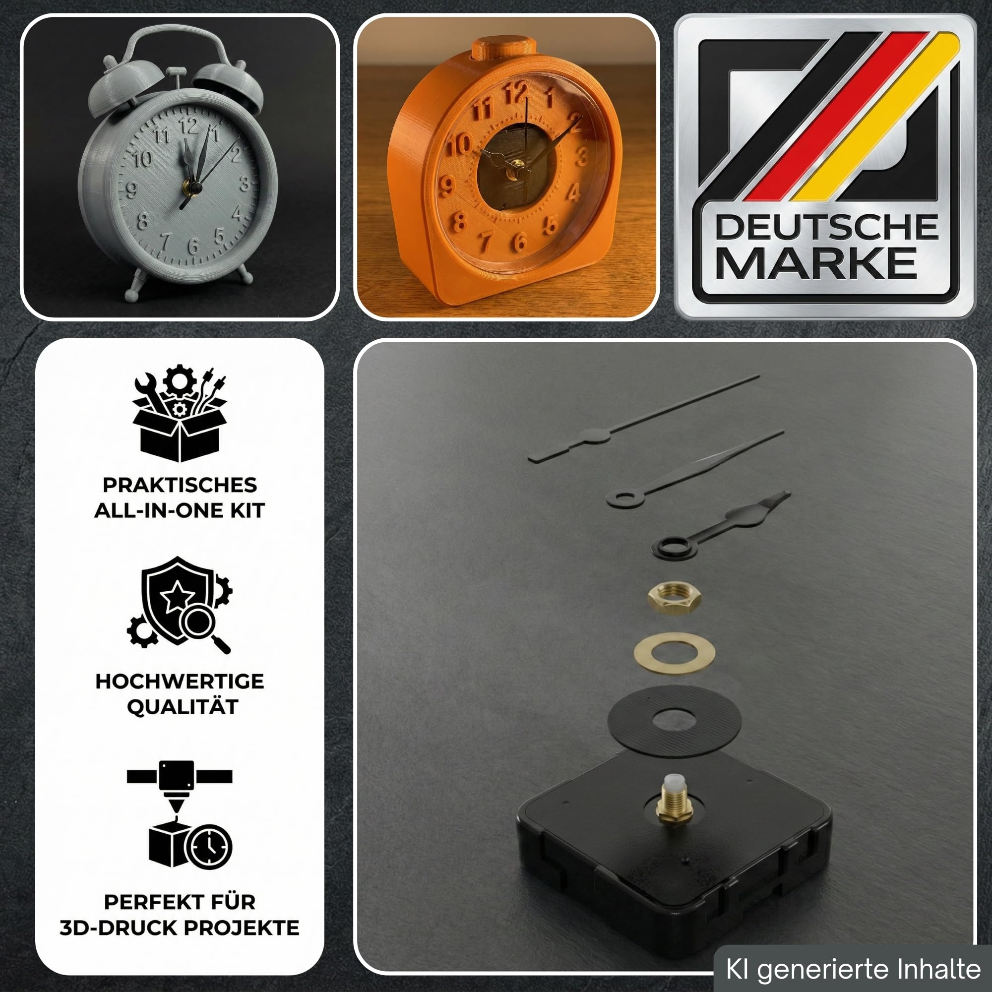 TronicXL MakerKit orologio Kit 011 Clock Components MH011 adatto per stampanti 3D Bambulab Bambu Lab I Crea un orologio da parete orologio da tavolo (2 pezzi)