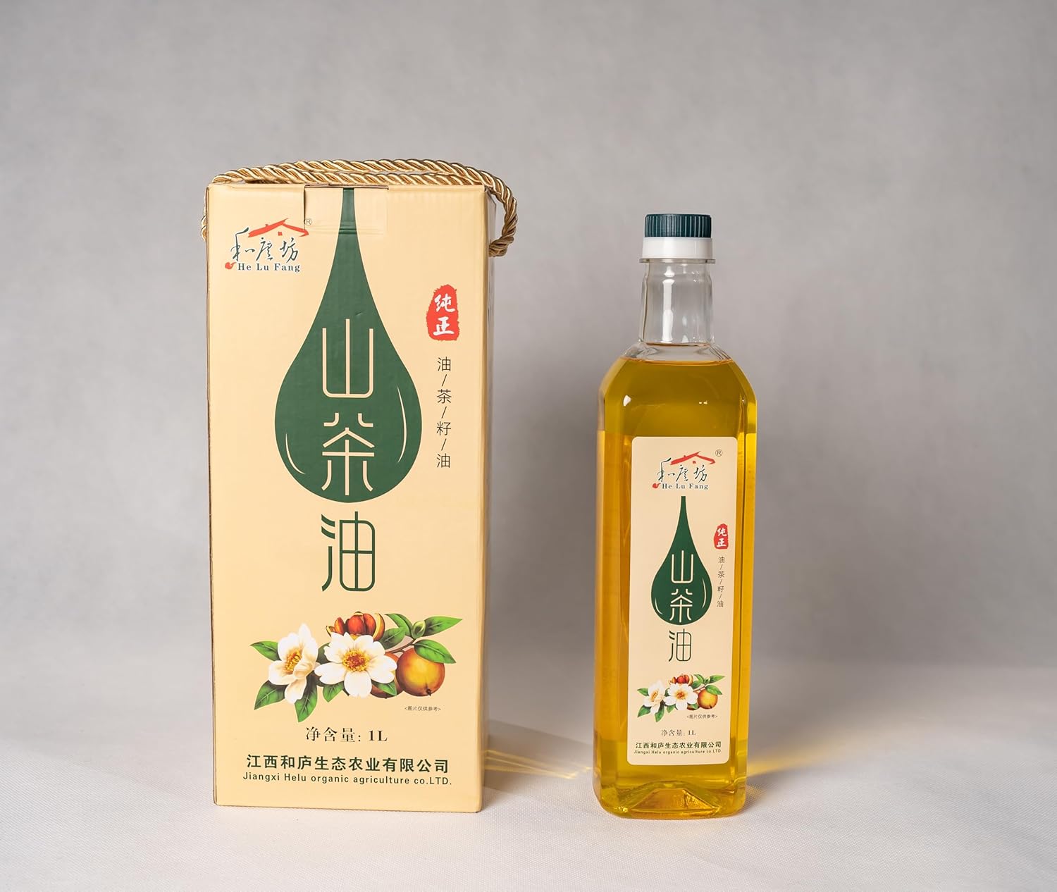 He Lu Fang Premium Organic Camellia Seed Oil - 100% Pure Cold Pressed Tea Seed Oil, 485°F High Smoke Point for Healthy Cooking, 80% Oleic Acid (Omega-9), 1000ml