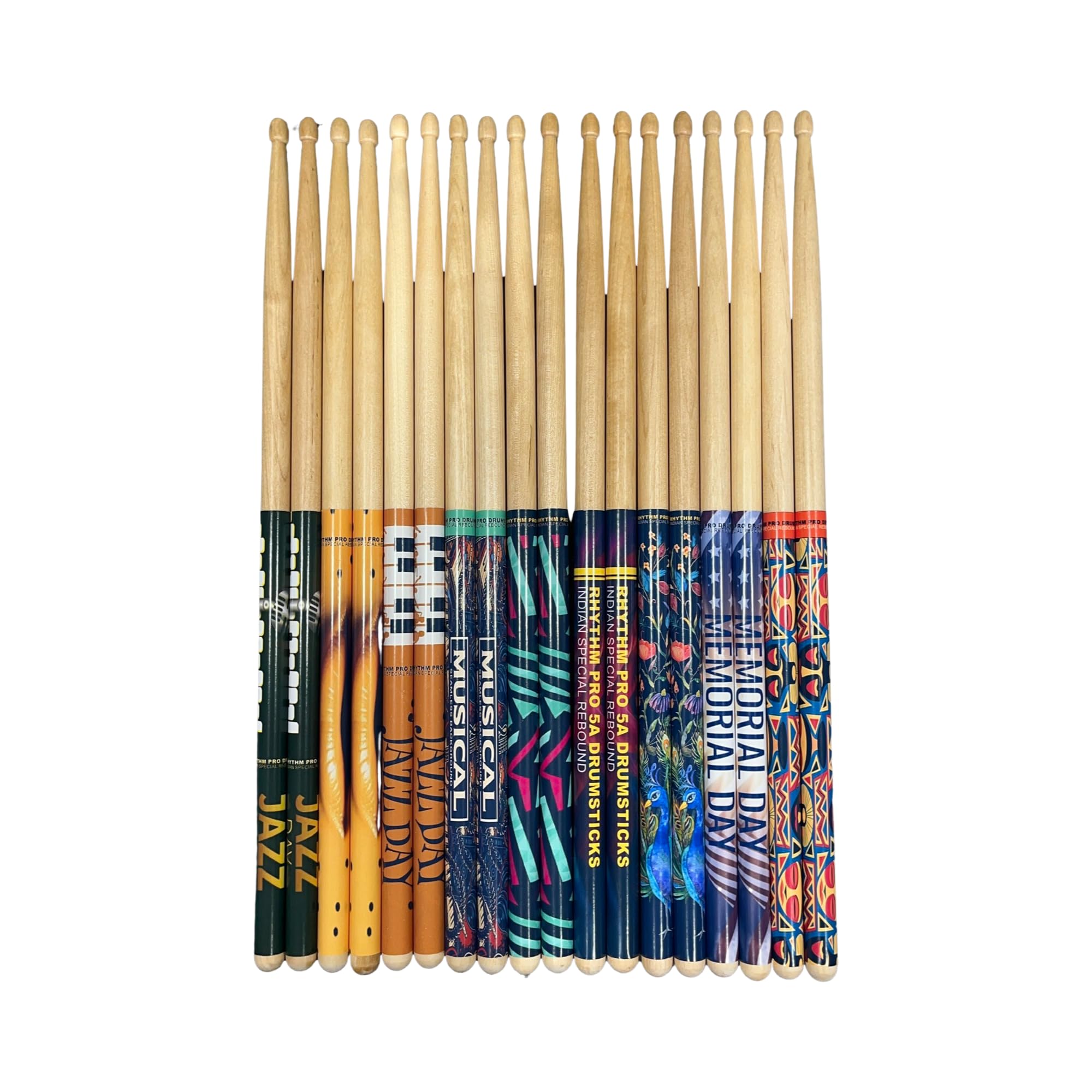 Graphics Designer Series Drumsticks Bundle of 9 pair Sticks For Drums & Octapads (PACK OF 9 PAIR) (5A)