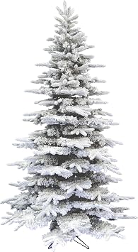 Fraser Hill Farm Pine Valley Flocked Christmas Tree, 7.5 Feet Tall | Artificial Xmas Tree with No Lights Perfect with Garland | Great Indoor Holiday Decor | FFPV075-0SN