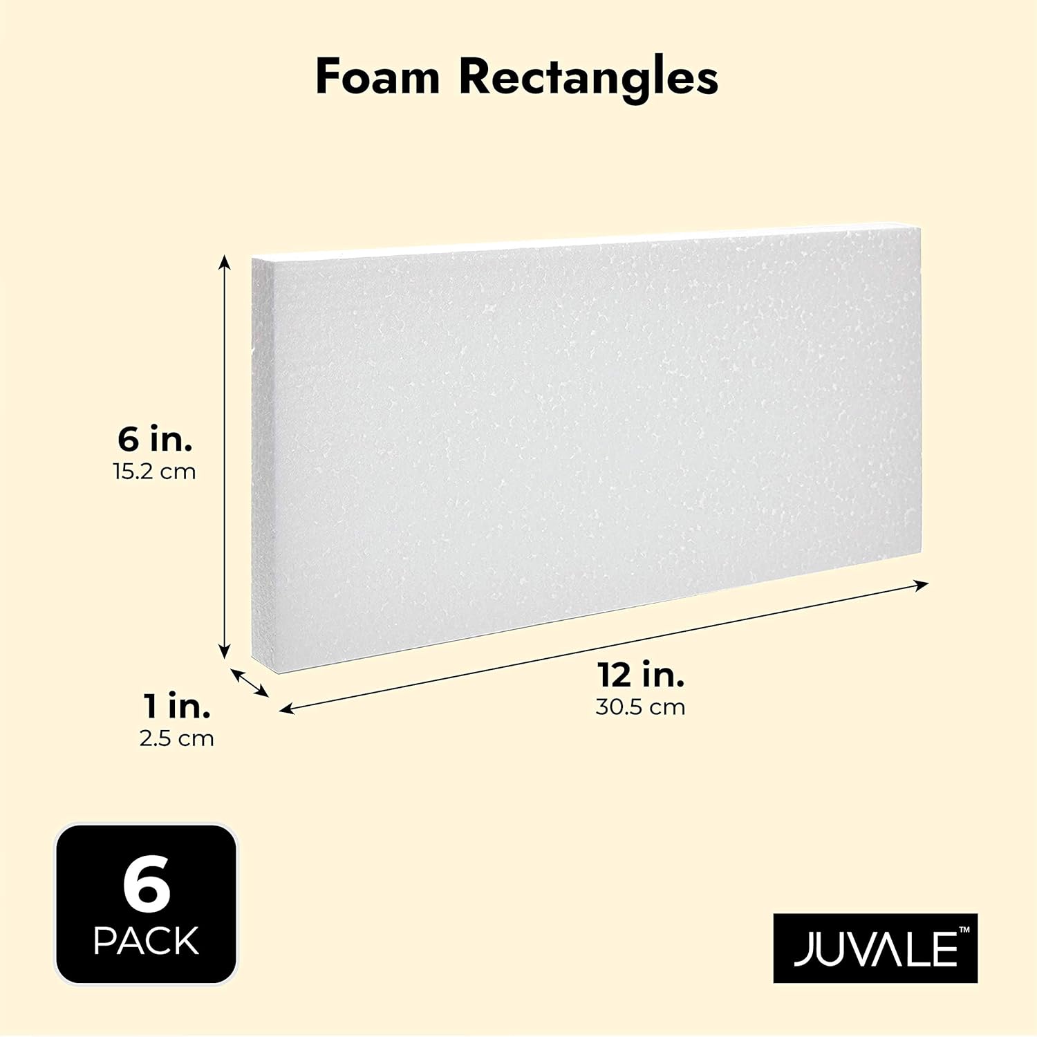 Foam Rectangle Blocks for Arts and Crafts, (30.5 x 15.2 x 2.5 cm, 6 ...