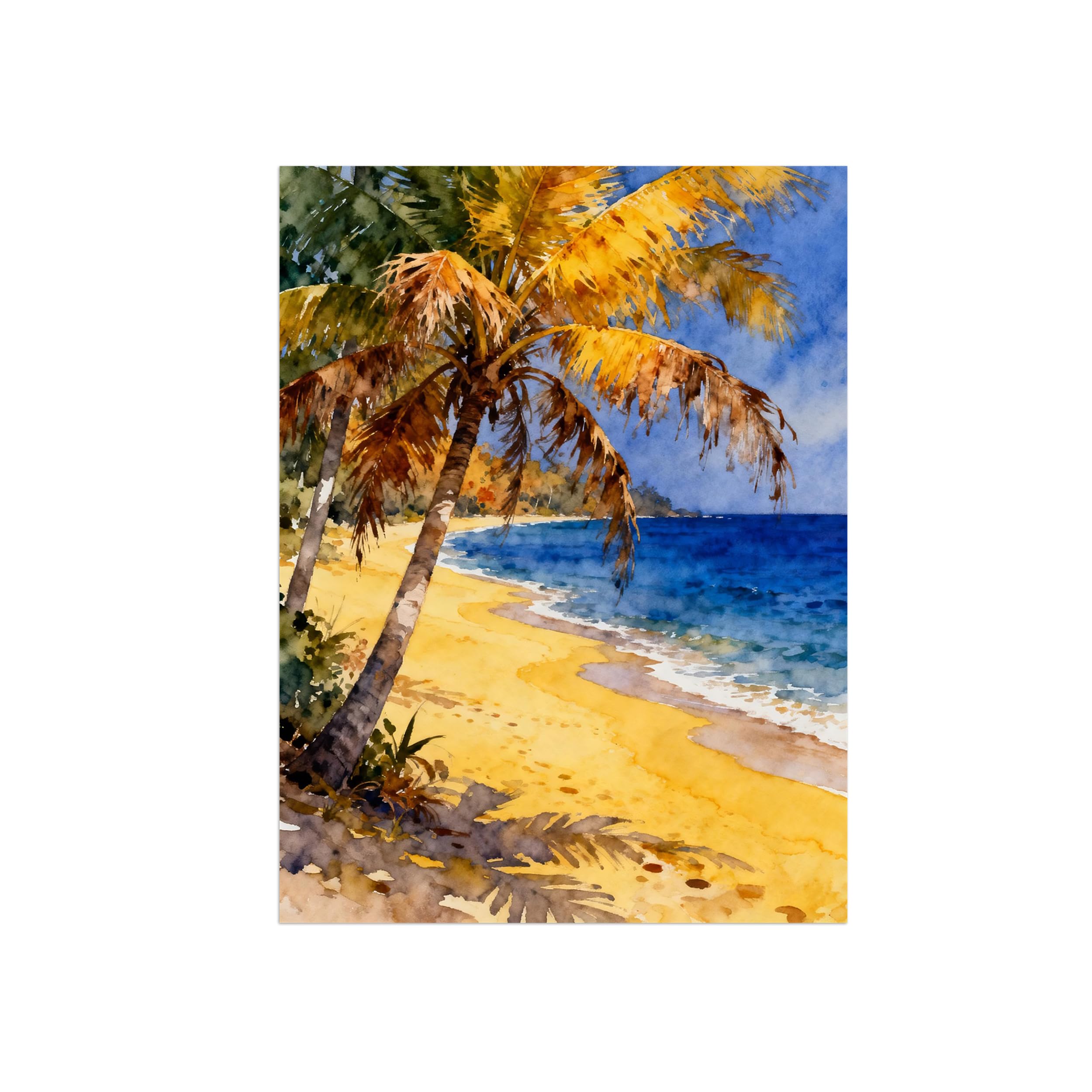 OZPWBVY Autumn Beach Tree Landscape Canvas Wall Art Print Painting 70x90cm Unframed