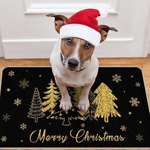 Miniatura 2 de Capoda Tapete de árbol de Navidad de 17 x 29 pulgadas, lavable, antideslizante, tapete de feliz Navidad, tapete de bienvenida de Navidad para