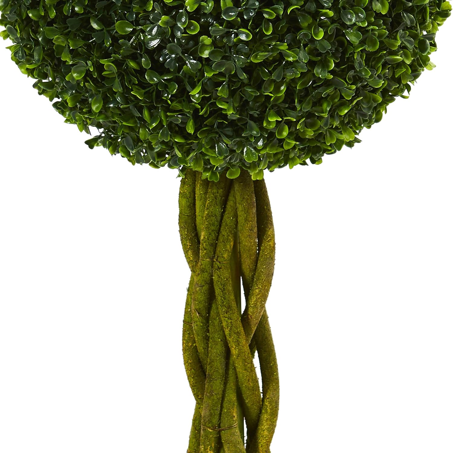 Nearly Natural 4ft. Boxwood Double Ball Artificial Topiary Tree with Woven Trunk, UV Resistant (Indoor/Outdoor)