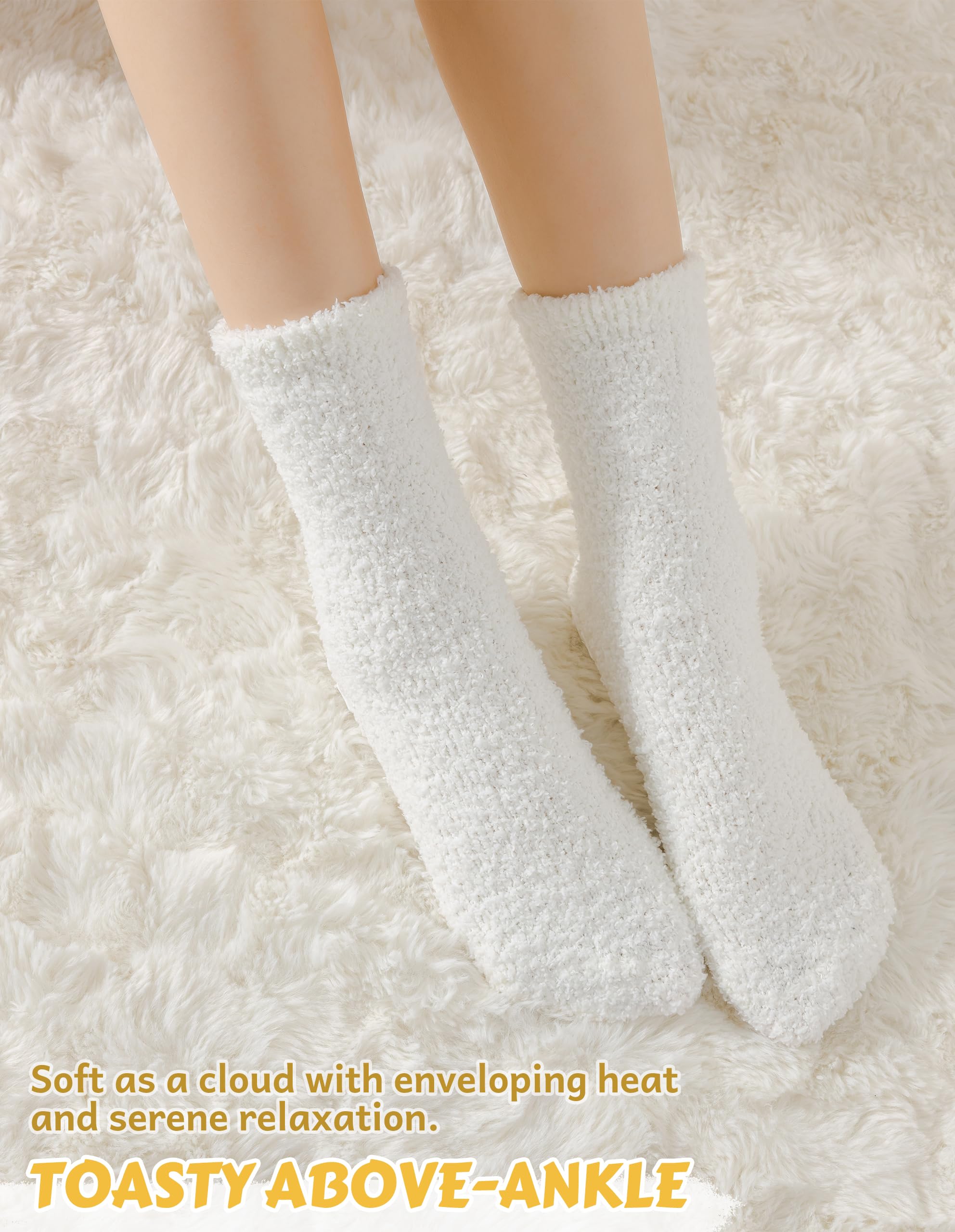 Hocerlu Calze Termiche Donna Invernali - 5 Paia Calzini Termici Pelosi Morbide per Casa e Sonno, Alta Elasticità Caldi per Carino Regalo, Taglia 35-41