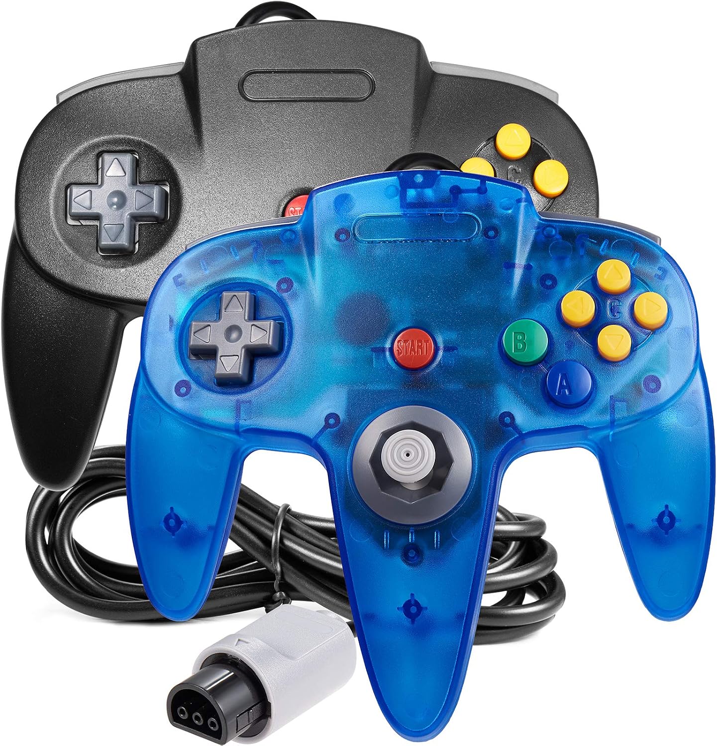 [New] 2 Pack Classic 64 Controller, iNNEXT Game pad Joystick for 64 - Plug & Play (Non PC USB Version) (Clear Blue/Black)