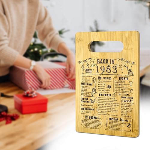 Miniatura 5 de Regalos de cumpleaños número 43 para mujeres u hombres, tabla de cortar en 1983, decoraciones de cumpleaños de 43 años, regalos de cumpleaños de