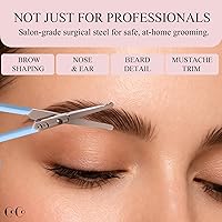 Vista 3 de Tijeras pequeñas de aseo – Acero inoxidable de grado médico para viajes y retoques – Punta de seguridad redondeada para nariz, orejas y vello facial