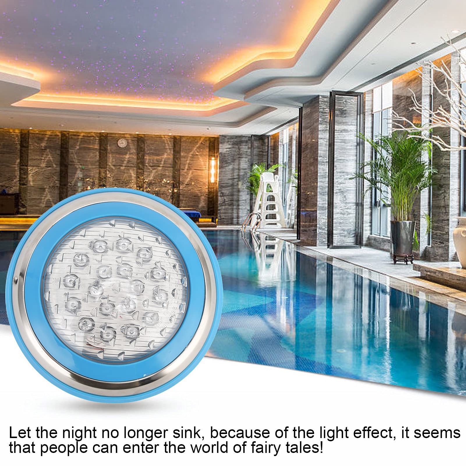 Sxhlseller LED Unterwasserleuchte für Schwimmbecken, IP68 Wasserdicht, 54W (5400LM) AC12V, Edelstahl Außenwandlampe für Hotel, Aquarium, Pool