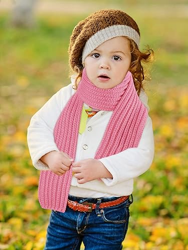 Miniatura 3 de SATINIOR 4 piezas de bufanda de punto para niños, bufanda de invierno de color sólido para niño y niña