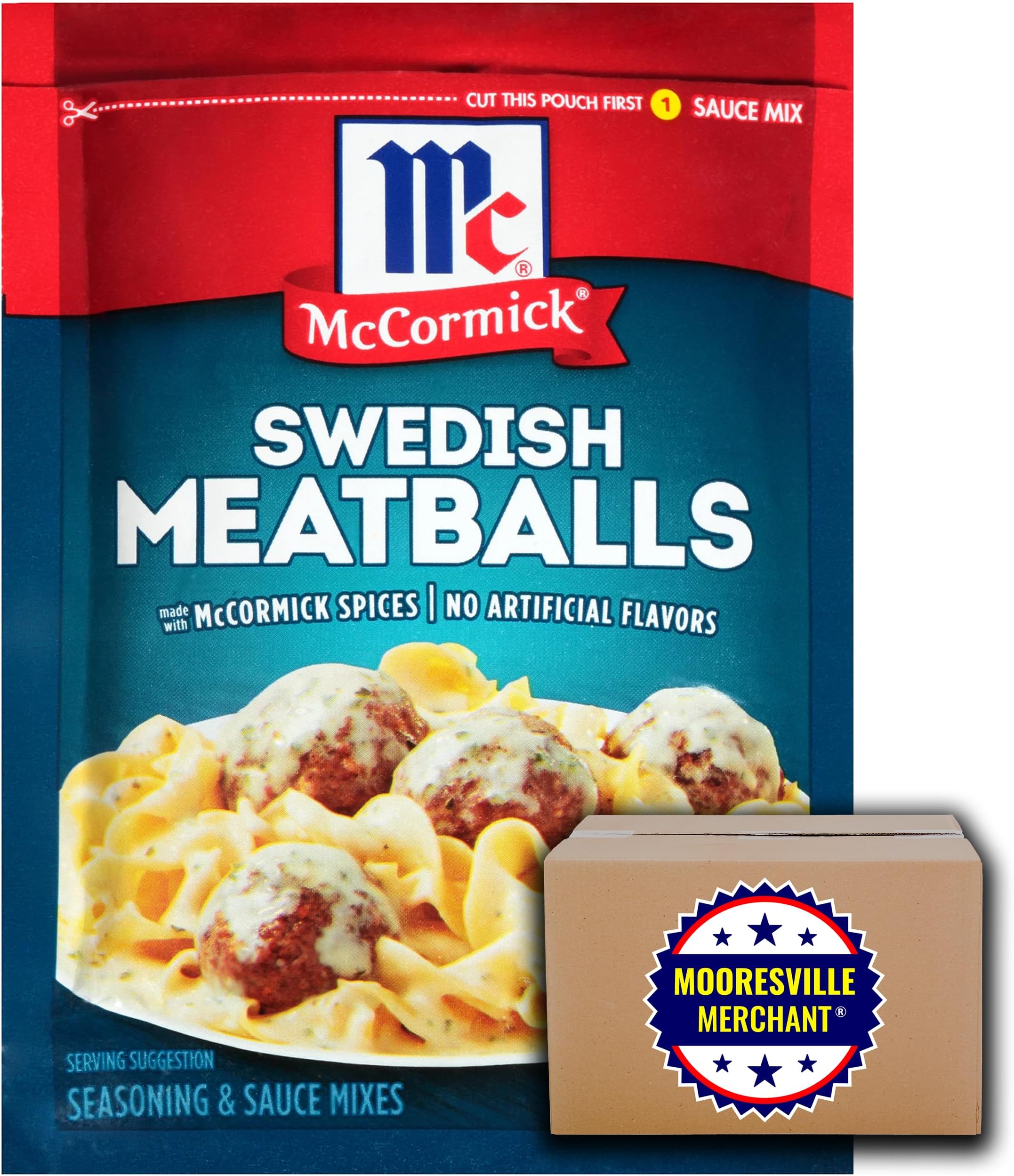 McCormick Swedish Meatball Seasoning & Sauce Mix, 2.11 oz, 3 Packets with Mooresville Merchant Decal