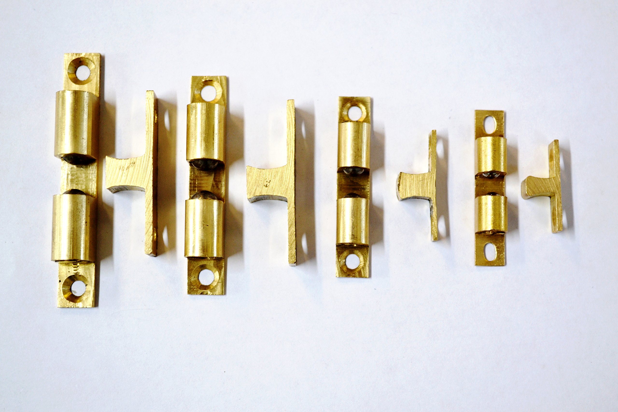 Black Country Metal Works Pair Of Adjustable Double Ball Cabinet Door Catches - Various (Solid Brass) (42Mm)