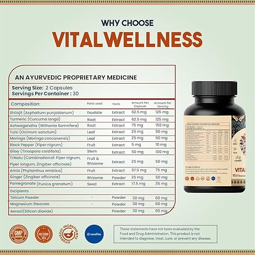 Miniatura 5 de Ashwagandha Complex with Shilajit & Moringa  820mg Adaptogenic Herbal Supplement for Stress, Energy & Immunity  11-Herb Plant-Based Blend  60 Vegan