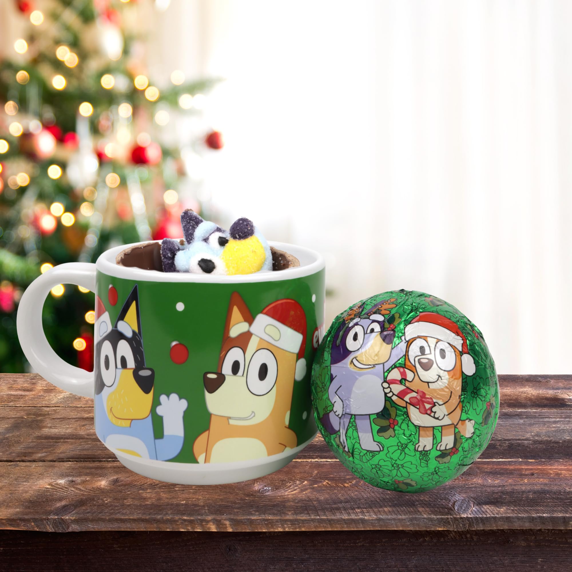 Bluey Cosy Hot Chocolate Hamper - Ceramic Mug, Fluffy Socks Dairy Free Biscuits 20 300314