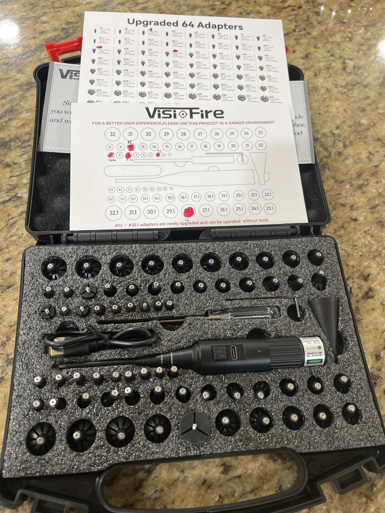 Visiofire USB Rechargeable Laser Bore Sight Kit Adapters and Case - Customer Photo 2