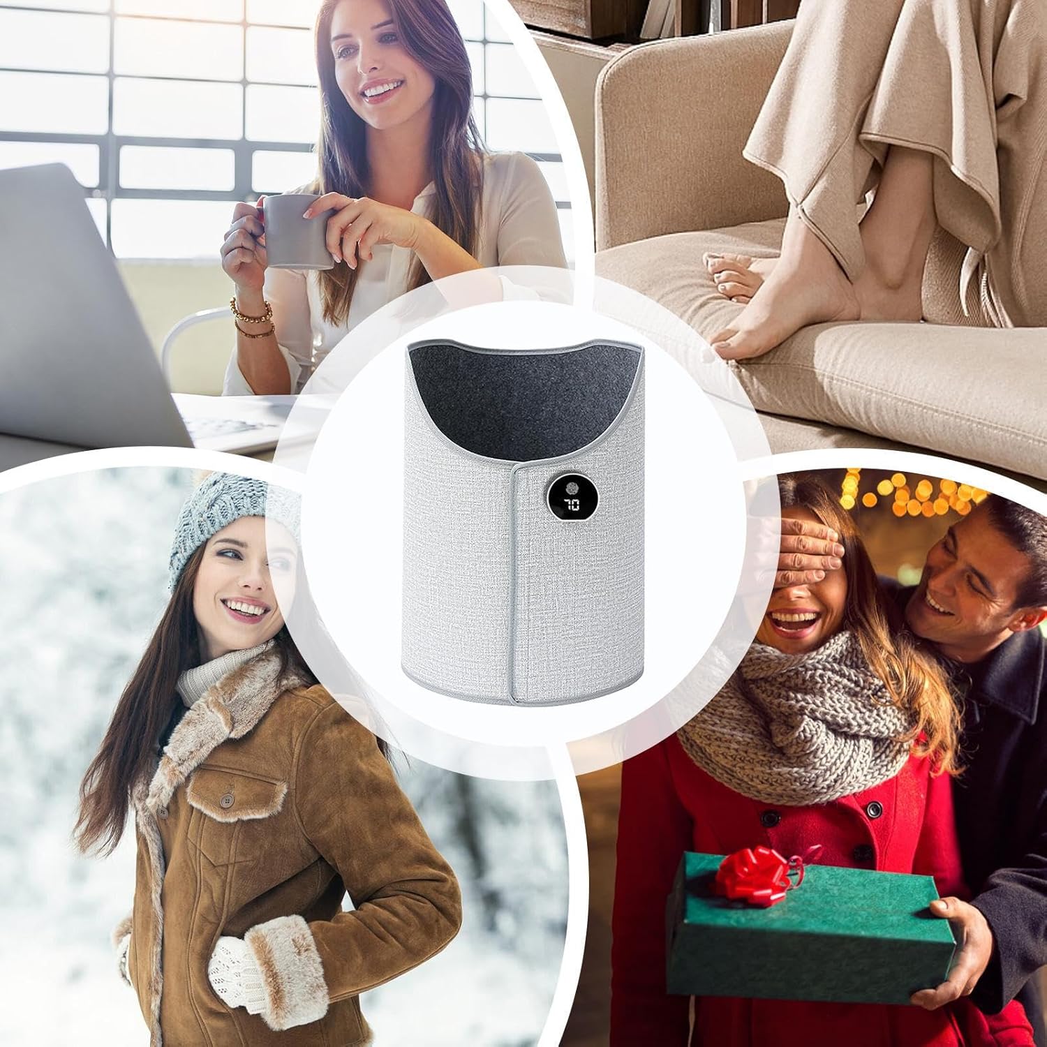 Portable Under Desk Heater - Quiet Foot Warmer Panel, 5-Level Adjustable Heating Wrap, Personal Space Mat | Fast Heating Desk Warmer for for Travel Space Indoor Office Room Rest Camping Home