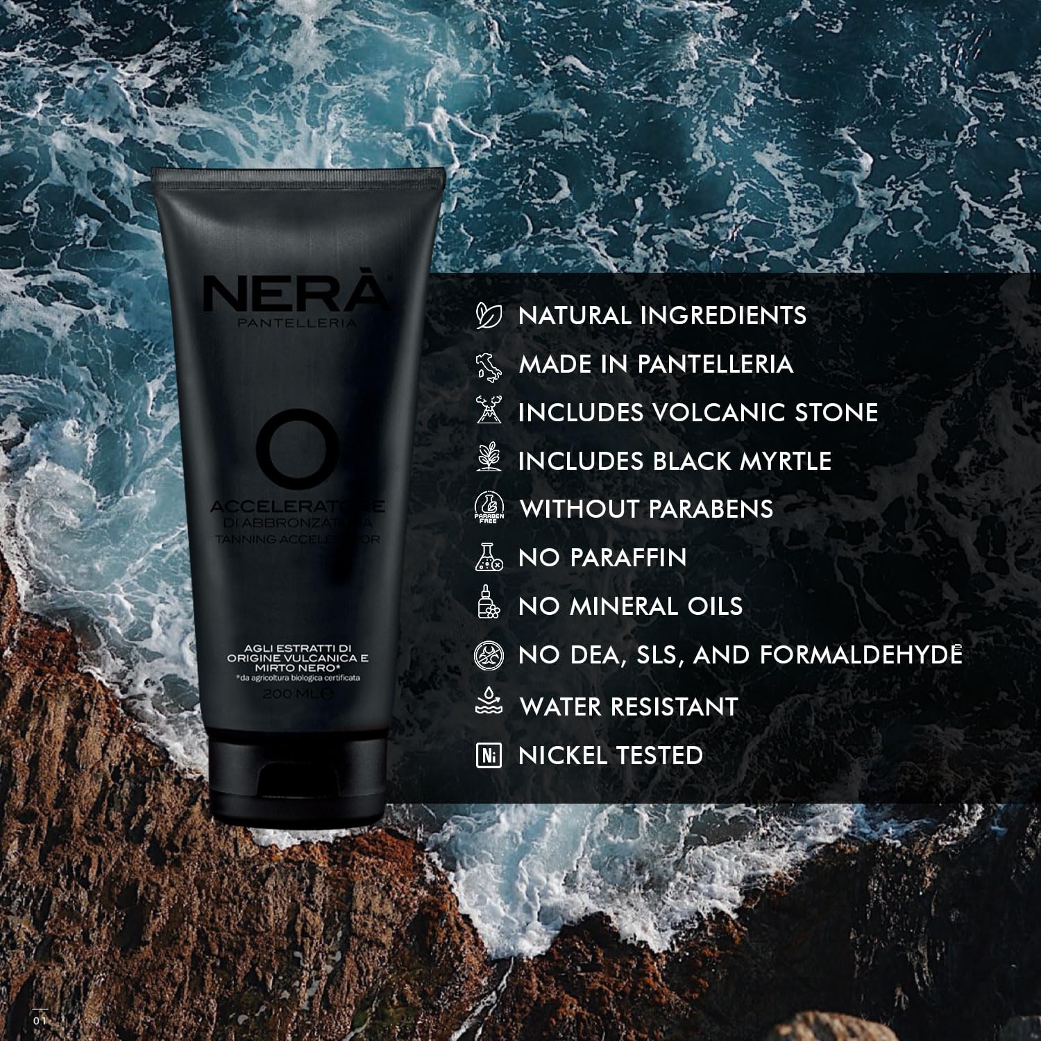 NERA Pantelleria Tanning Accelerator SPF 0 Body Sunscreen: Nourishing & Soothing Formula for Prolonged Uniform Gold Skin Tone. 200ml - Image 2